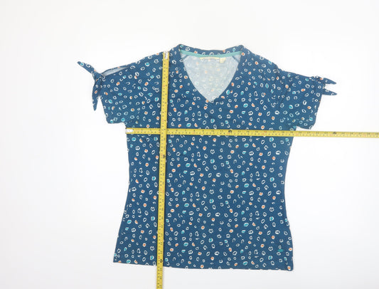 Trespass Womens Blue Patterned Short Sleeve V-Neck Cotton T-Shirt Size 12
