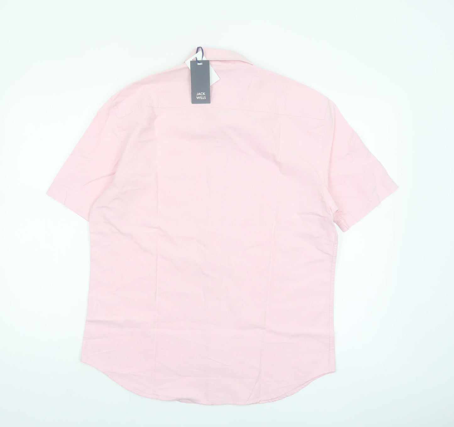 Jack Wills Men’s Pink Slim Fit Short Sleeve Button-Up Shirt M