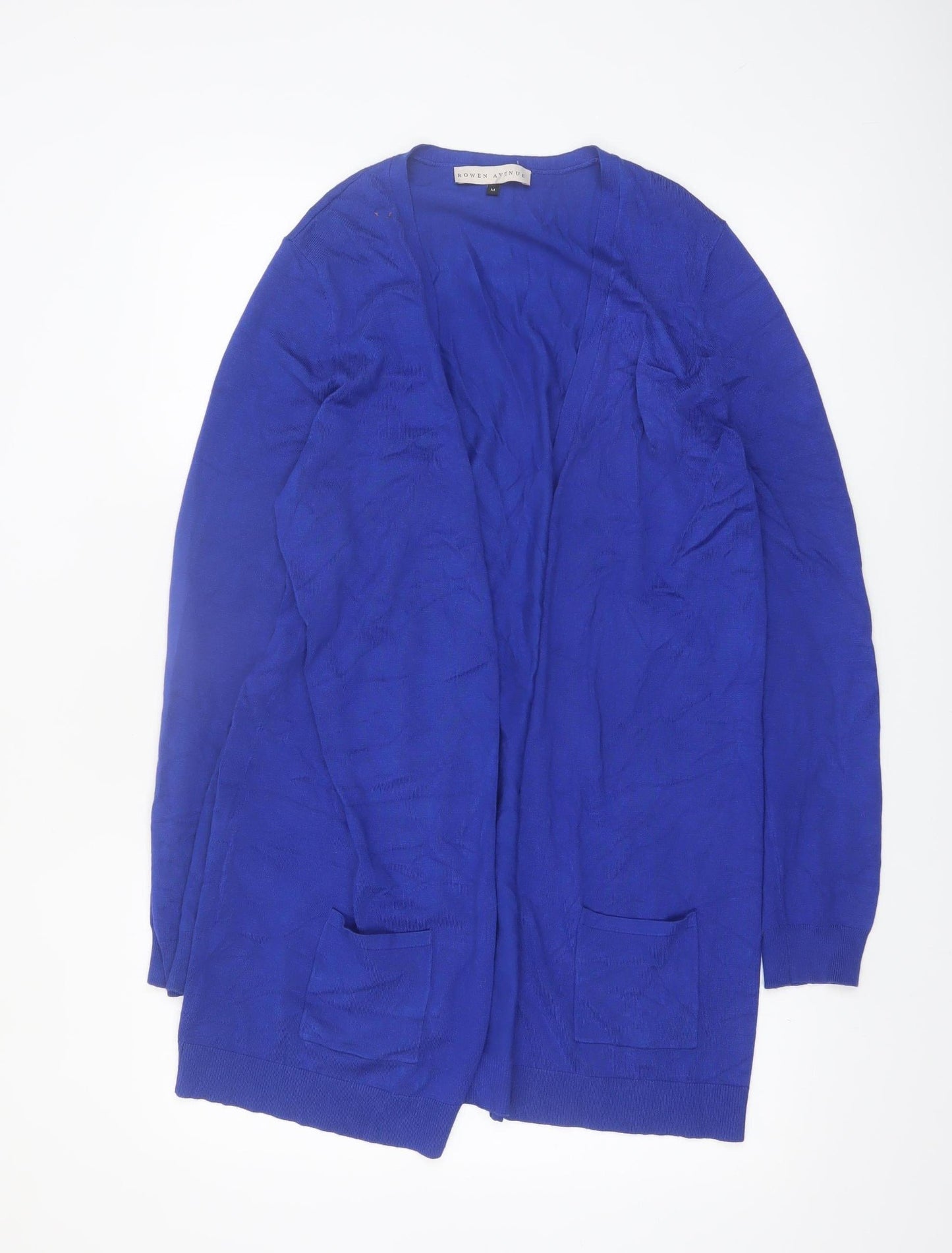 Rowen Avenue Women's Blue Long Sleeve Open Knit Cardigan M
