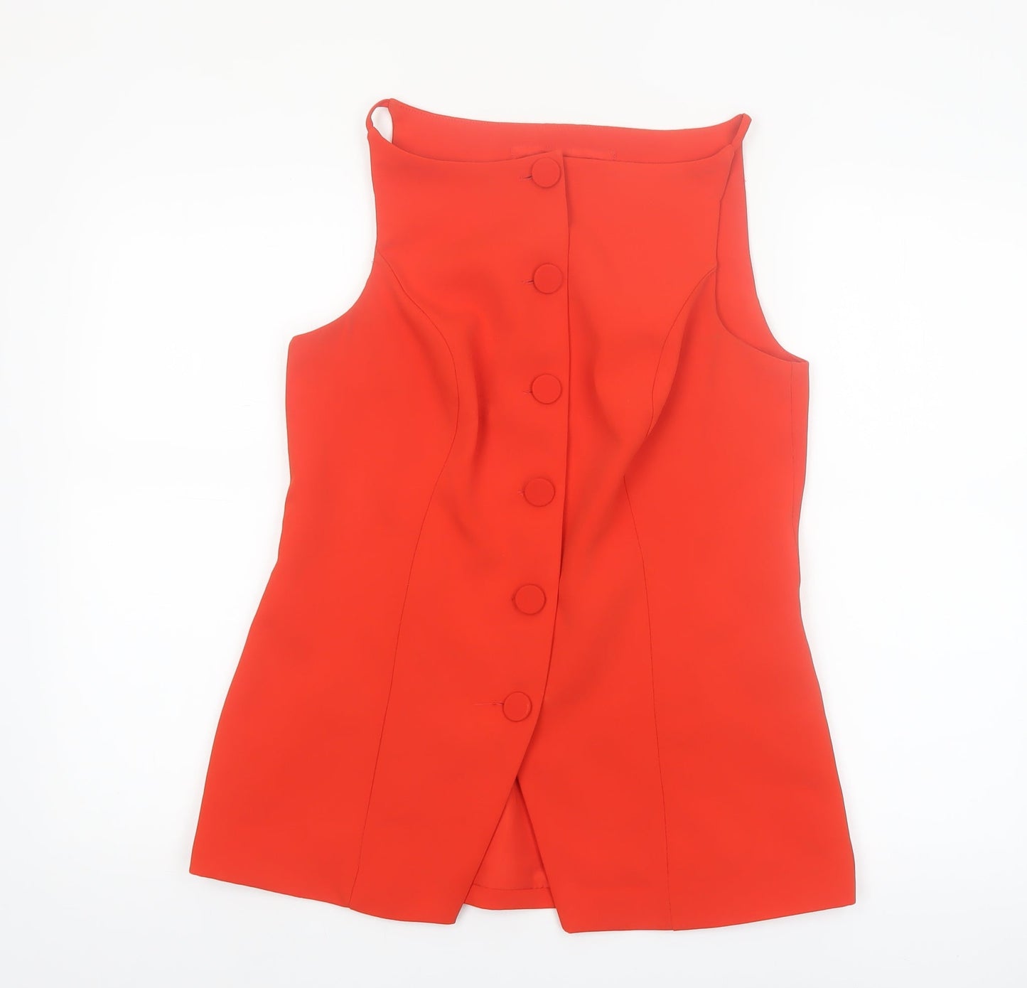 River Island Women’s Red Sleeveless Button Blouse Size 10