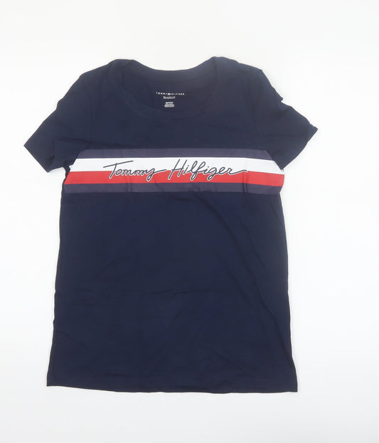 Tommy Hilfiger Women's Blue Relaxed Fit Logo T-Shirt XS