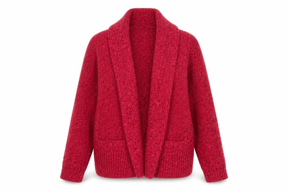 Honor Millburn Women’s Red Chunky Knit Open Cardigan Size 14-16