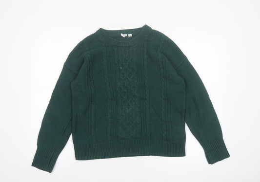 GAP Womens Green Cotton Cable Knit Jumper Size 12