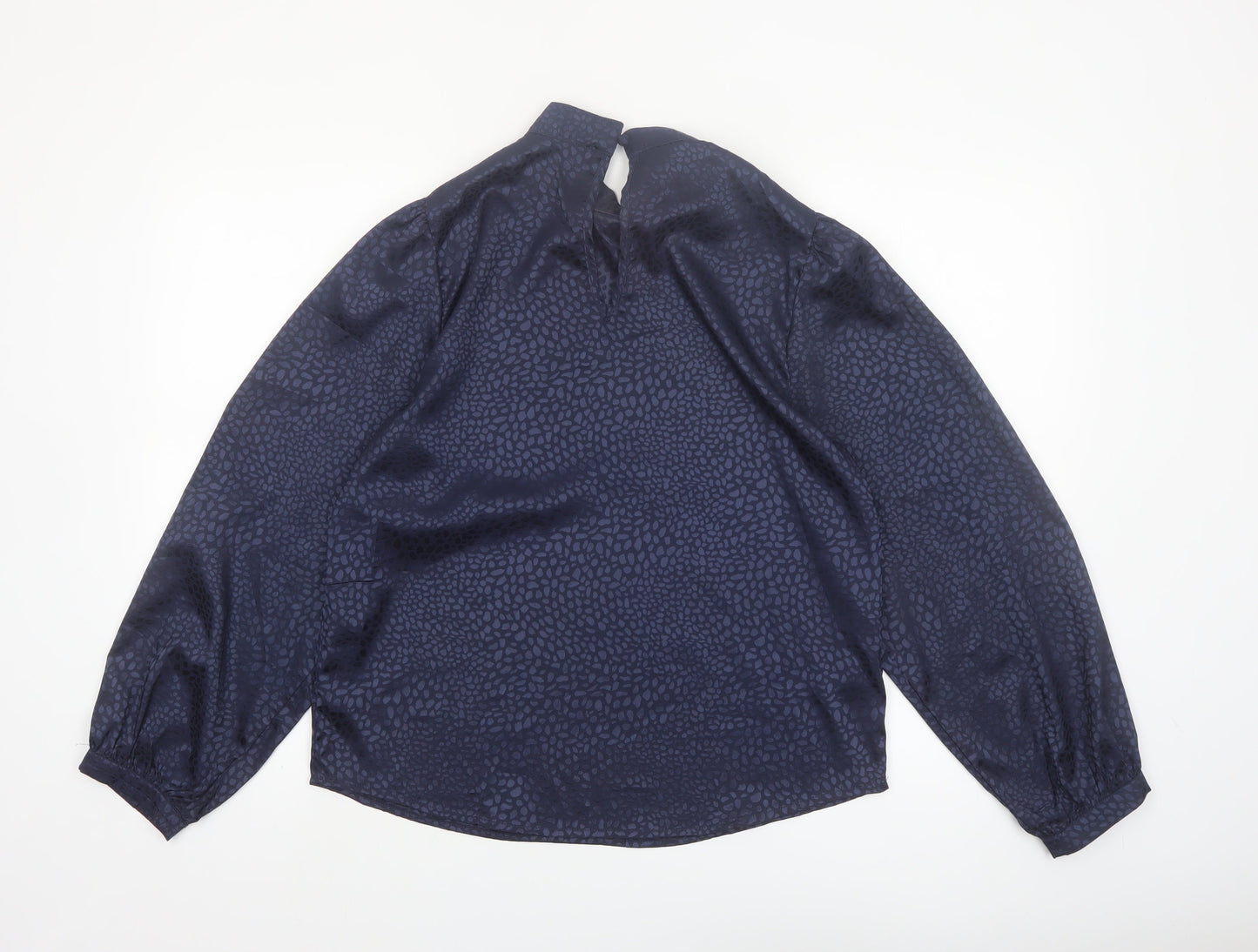 Zibi London Women's Blue Animal Print High Neck Blouse Size 10
