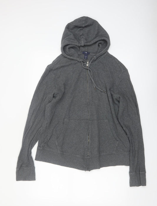 Gap Men's Grey Full Zip Hoodie XL Cotton Knit Casual