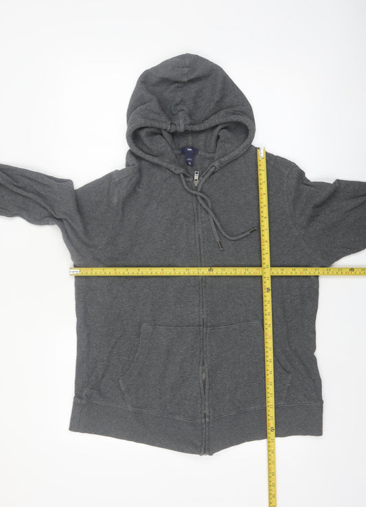 Gap Men's Grey Full Zip Hoodie XL Cotton Knit Casual
