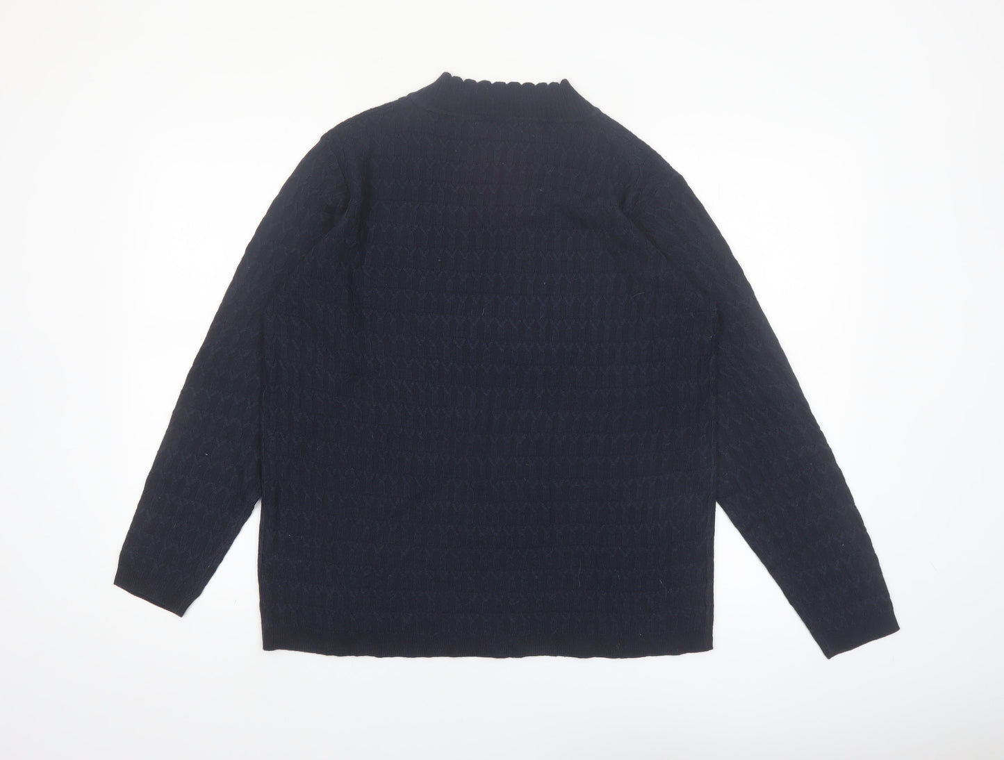 Isle Womens Black Cable-Knit Acrylic Jumper L Crew Neck Knitwear