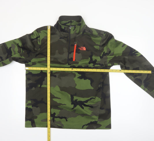 The North Face Men's Green Camo 1/4 Zip Fleece Sweatshirt M
