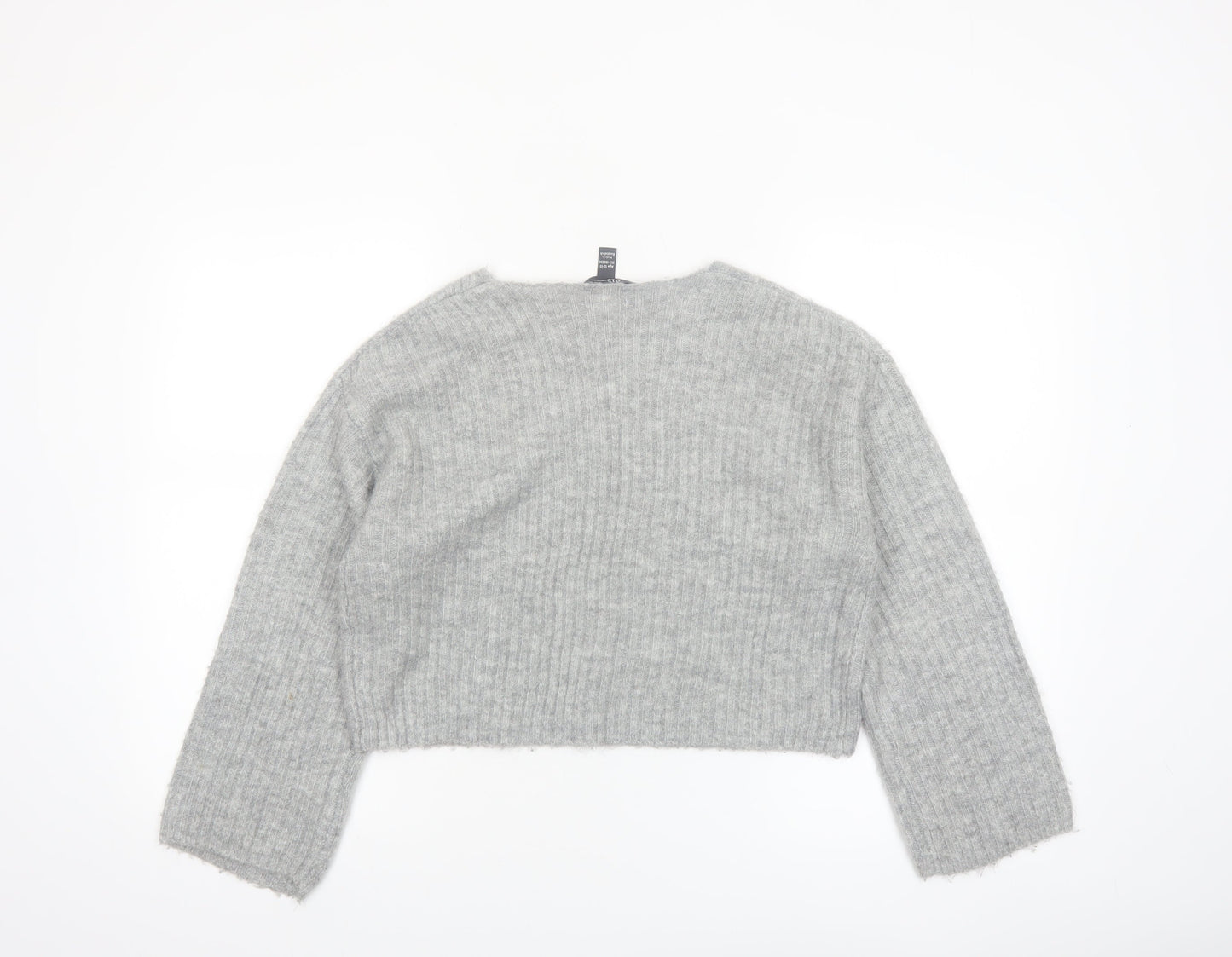 New Look Girls Grey V-Neck Cropped Pullover Jumper Size 12-13 Years