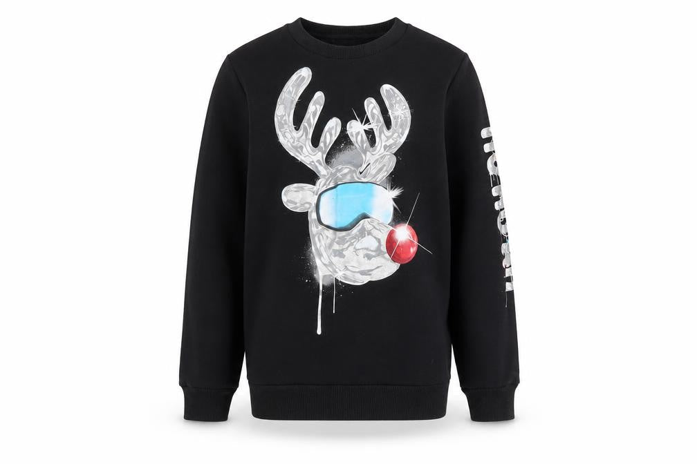 Next Boys Black Reindeer Graphic Pullover Sweatshirt 9 Years