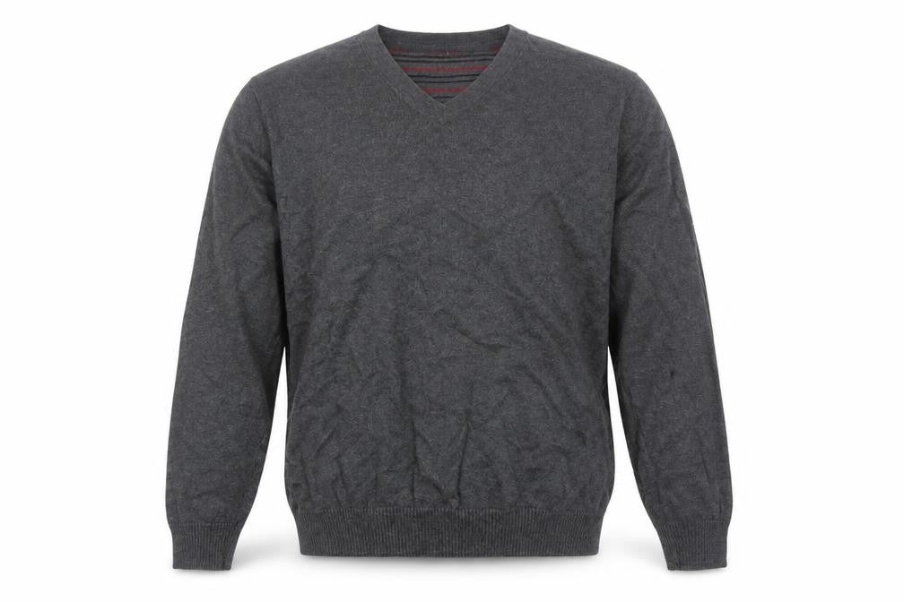 Jeff Banks Mens Grey Cotton Cashmere V-Neck Jumper Size L