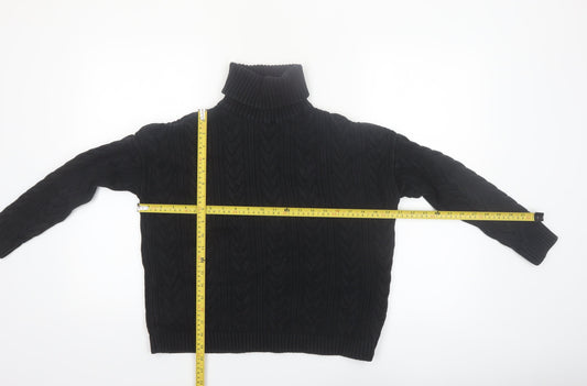 Superdry Women's Black Roll Neck Cable Knit Jumper Size 10