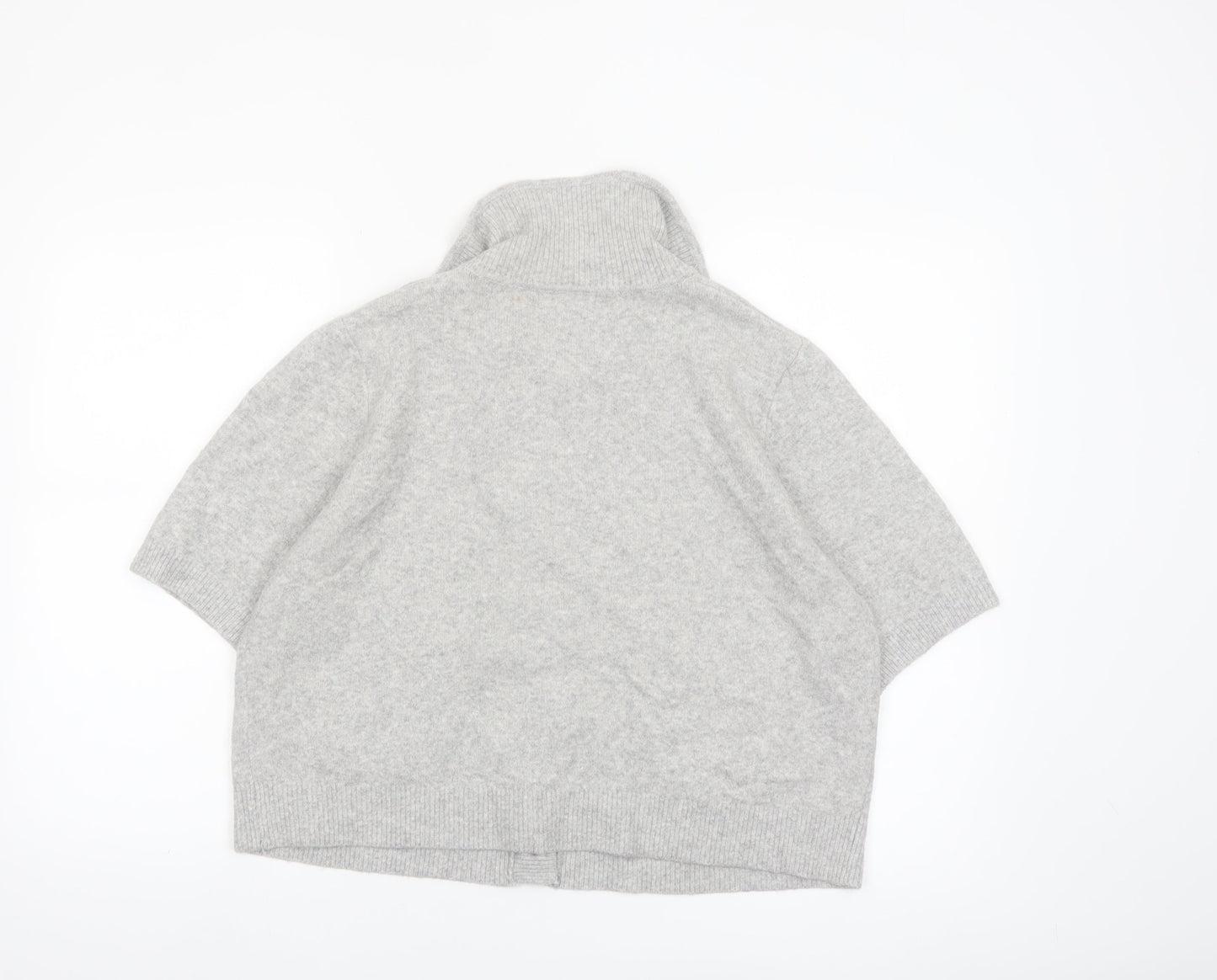 Marks and Spencer Women's Grey Collared Short Sleeve Knit Cardigan Size L