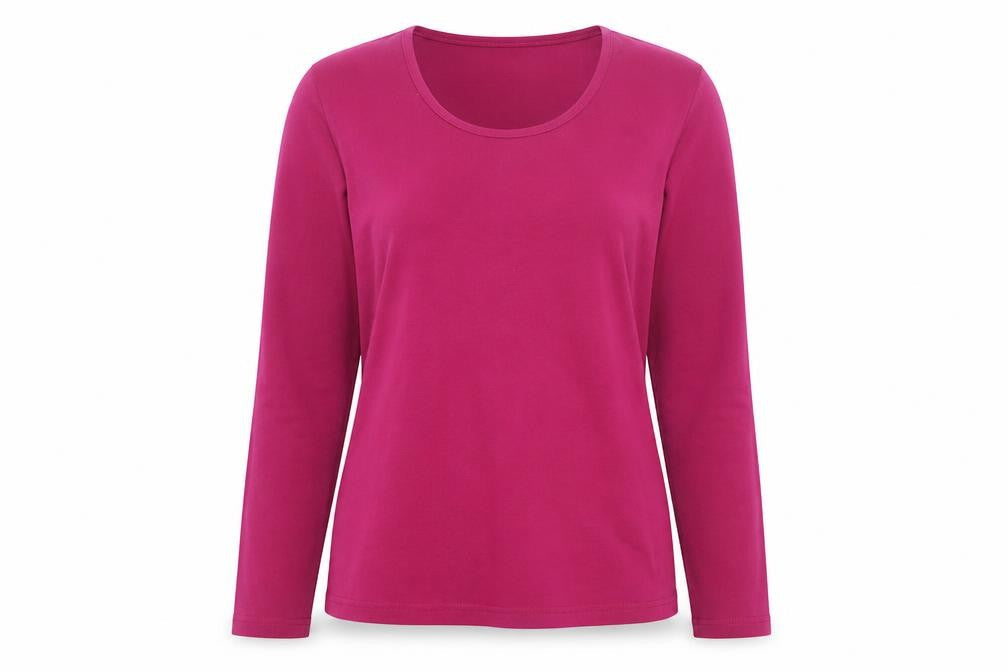 Cotton Traders Women’s Dark Rose Long Sleeve Cotton T-Shirt Size 10/12