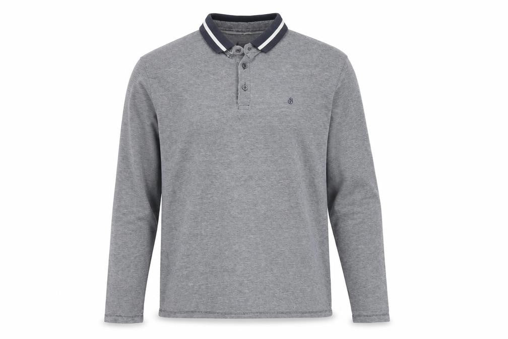 Burton Menswear London Grey Long Sleeve Polo Shirt Size L