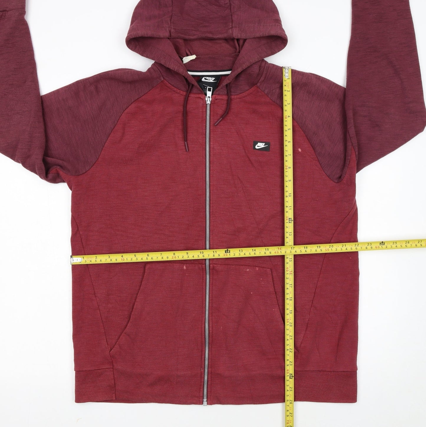 Nike Men's Red Full Zip Hoodie Large Cotton Blend