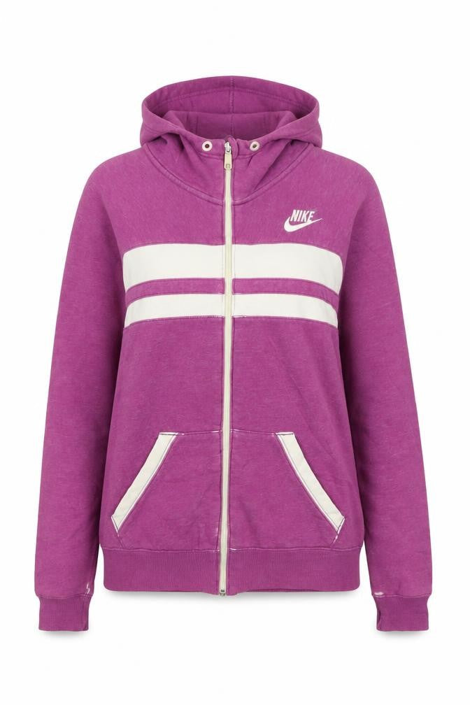 Nike Womens Purple Full Zip Hoodie Size L 12-14 Cotton Blend Sportswear