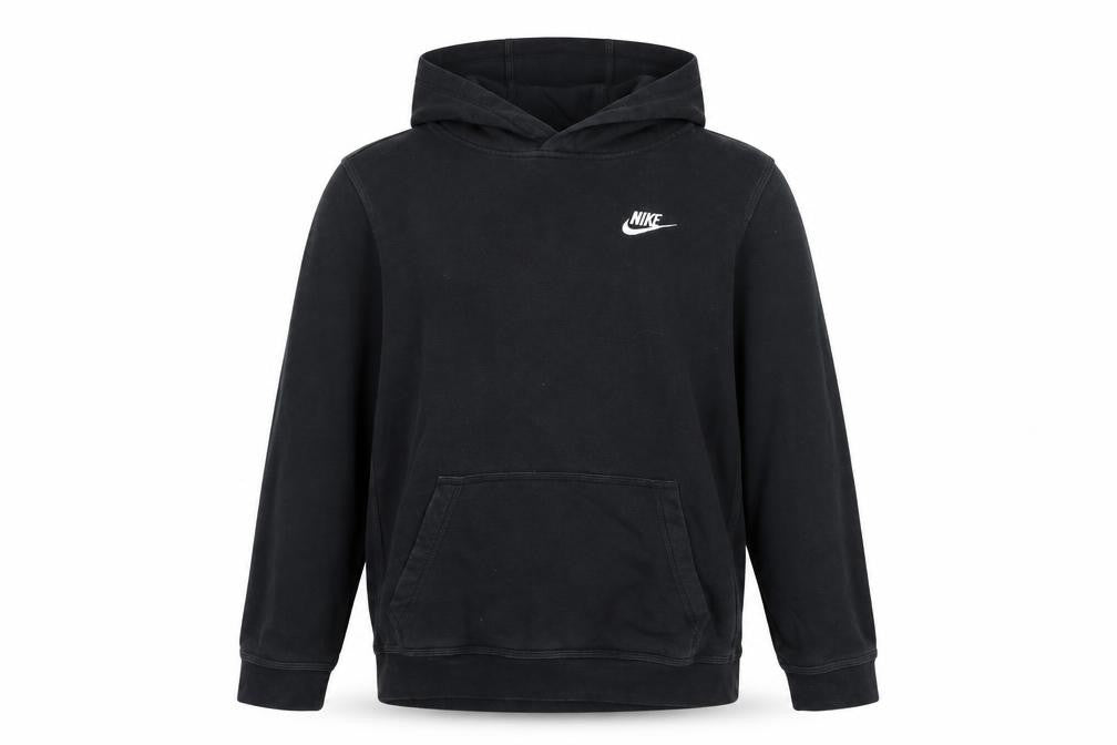 Front view of Nike boys’ black pullover hoodie xl fleece hooded sweatshirt