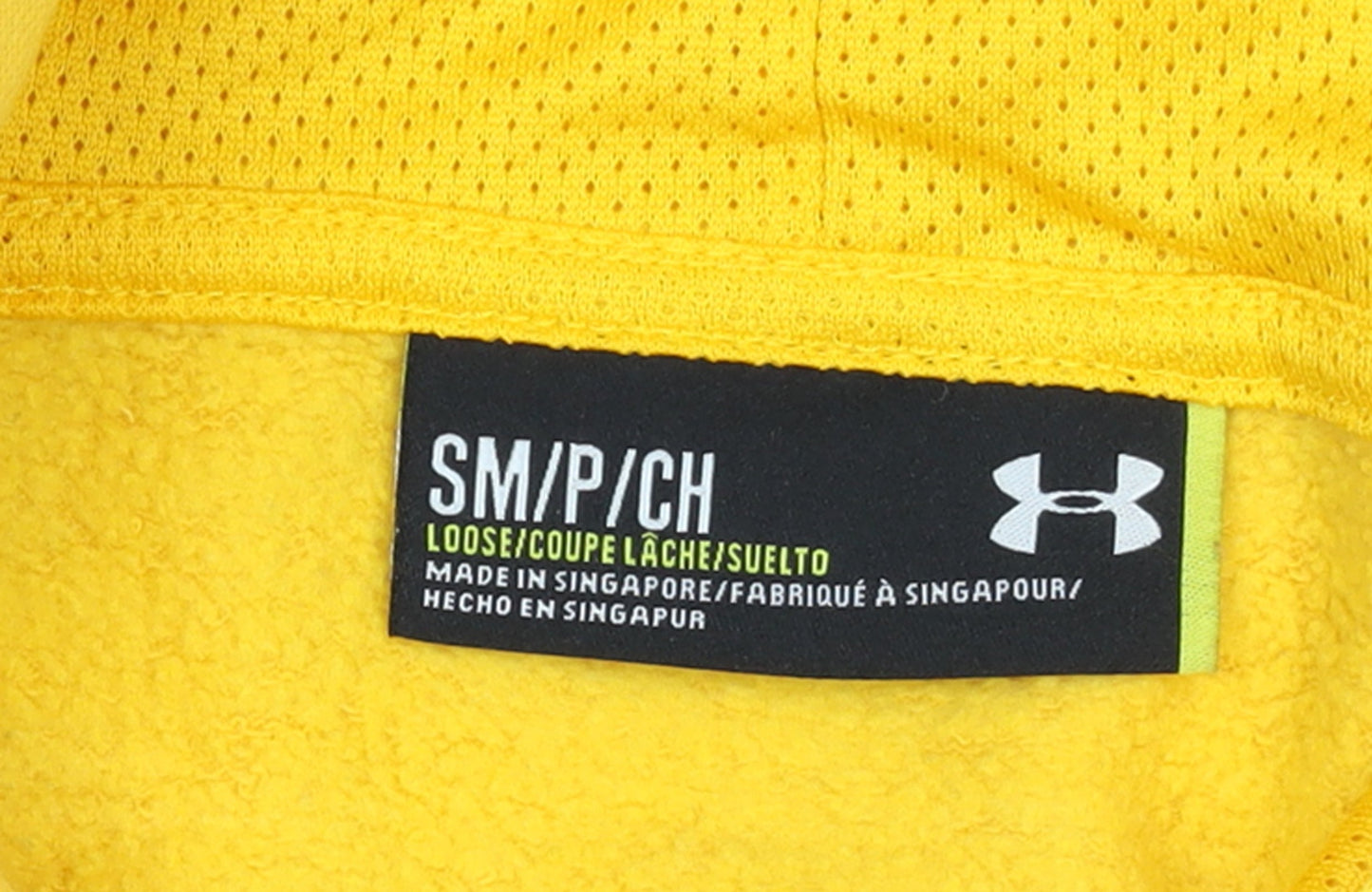Under Armour Men's Yellow Pullover Hoodie Size S Basketball Graphic