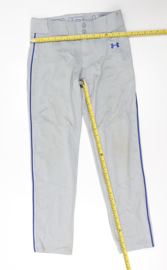 Under Armour Boys Grey XL Baseball Track Pants HeatGear