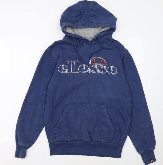 Ellesse Men's Blue Pullover Hoodie Small Embroidered Logo Fleece