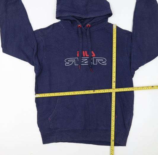 FILA Men's Blue Pullover Hoodie Size S Graphic Sports Fleece