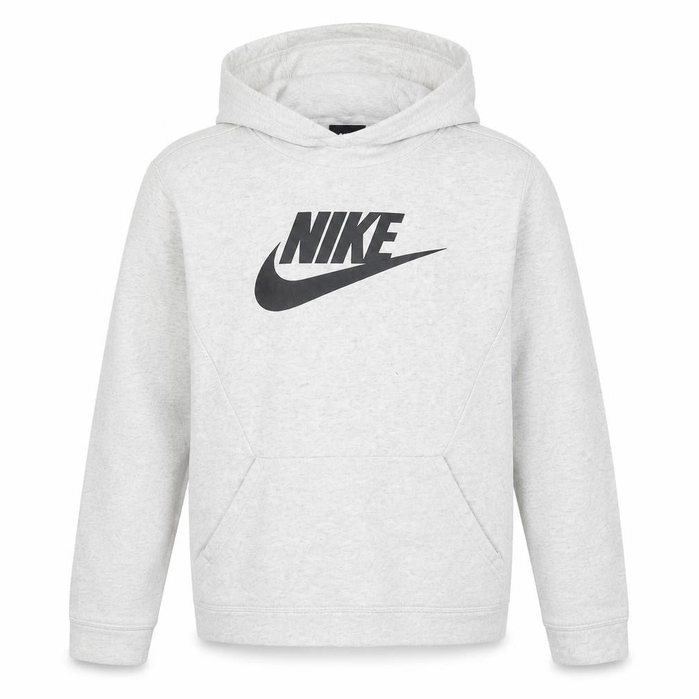 Front view of Nike girls’ grey pullover hoodie xl 13-15 years cotton blend logo sweatshirt