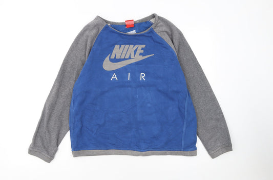 Nike Boys Blue Grey Air Logo Pullover Sweatshirt 13-14 Years