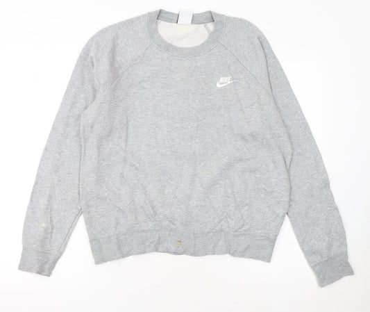 Nike Women Grey Crew Neck Sweatshirt Medium - Casual Pullover