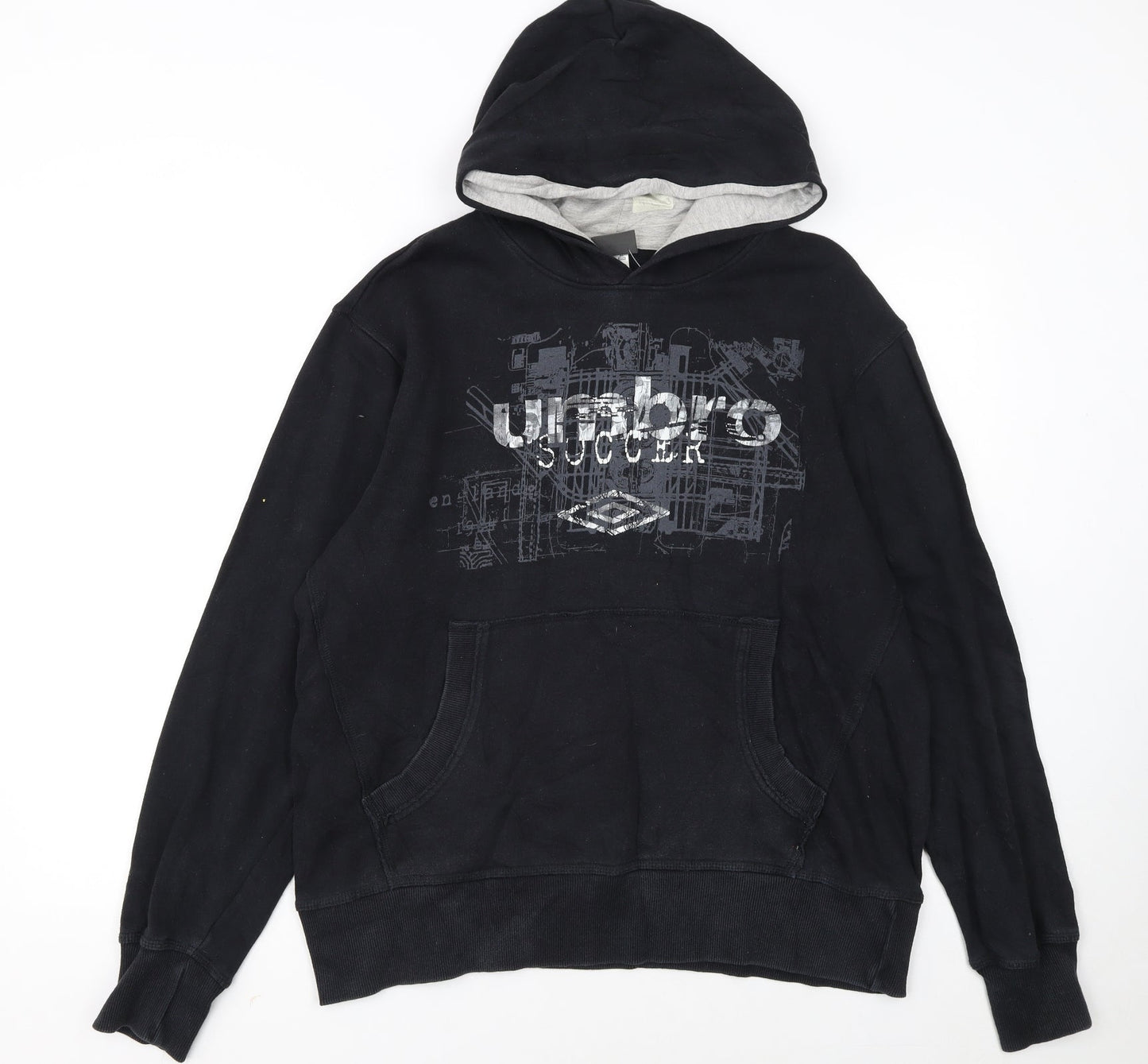Umbro Men’s Black Pullover Hoodie L Logo Graphic Fleece Sweatshirt