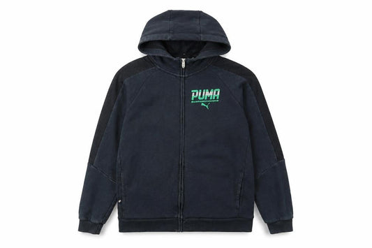Puma Boys Black Full Zip Hoodie 13-14 Years Classic Sportswear