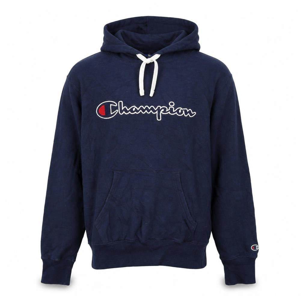Champion Men's Blue Pullover Hoodie Medium Embroidered Logo