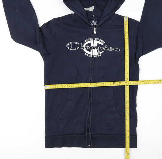 Champion Boys Blue Full Zip Hoodie 13-14 Years Logo Fleece Sweatshirt
