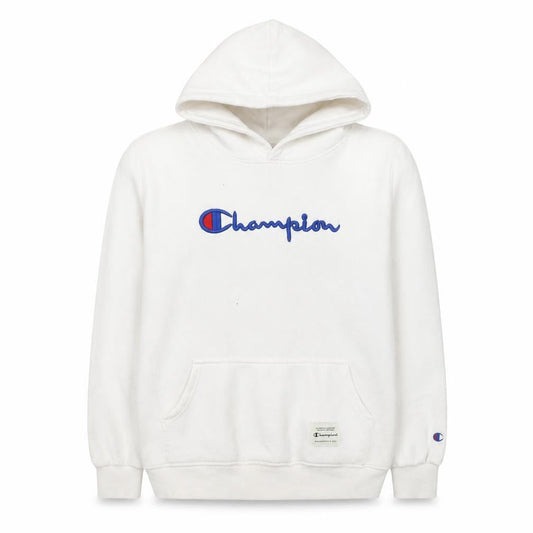 Champion Women White Small Pullover Hoodie with Logo Embroidery