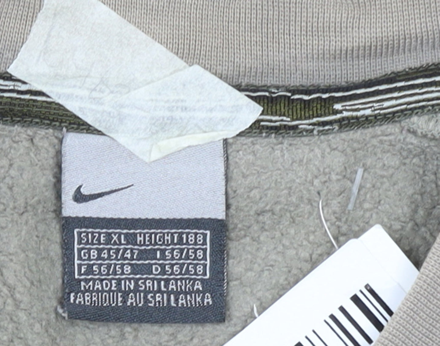 Nike Men's Beige XL Crew Neck Sweatshirt with Zip Pockets