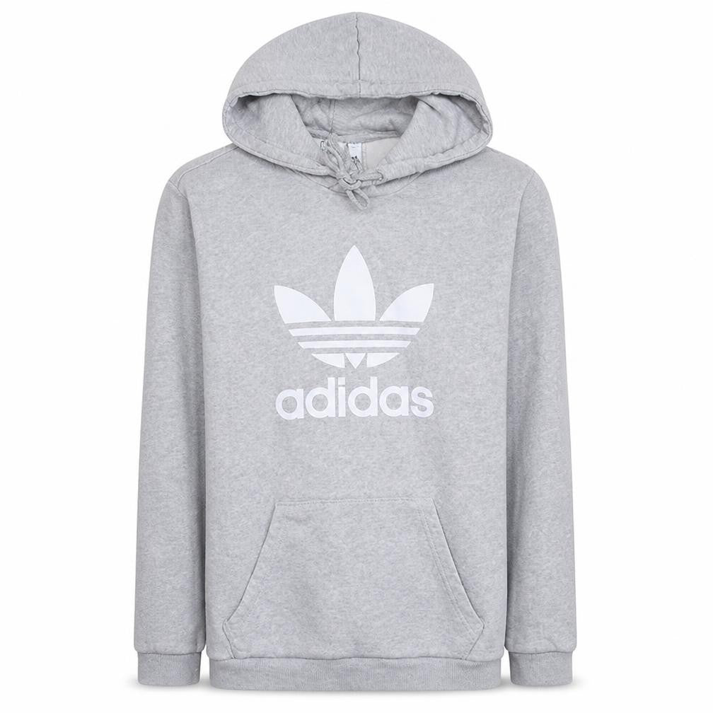 adidas Men's Grey Small Pullover Hoodie with Logo Graphic Print
