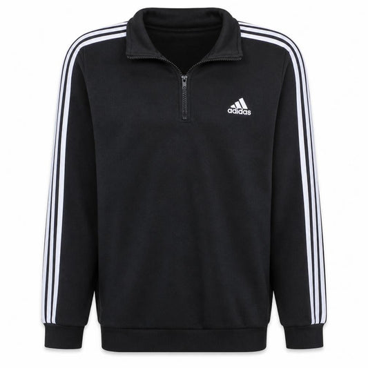 Adidas Men's Black XL 1/4 Zip Pullover Sweatshirt with Embroidered Logo