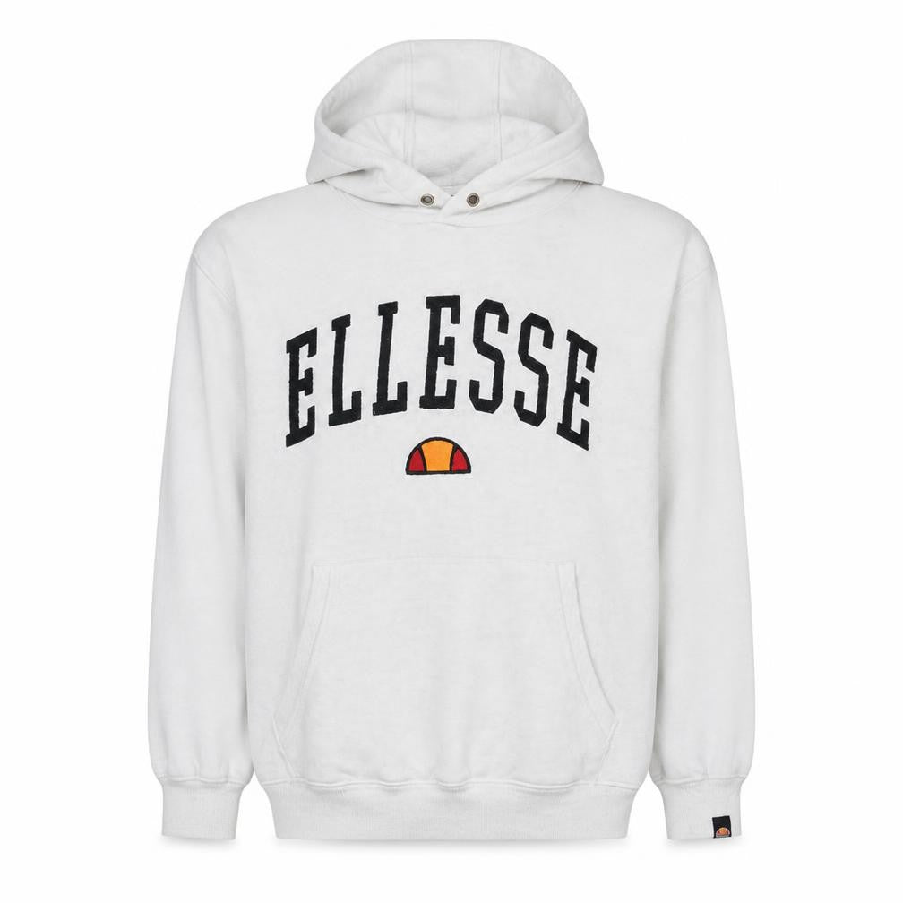 Ellesse Mens White Small Pullover Hoodie Fleece Logo Sweatshirt