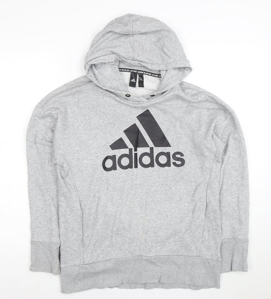 Adidas Men's Grey Pullover Hoodie Small Graphic Logo Sportswear