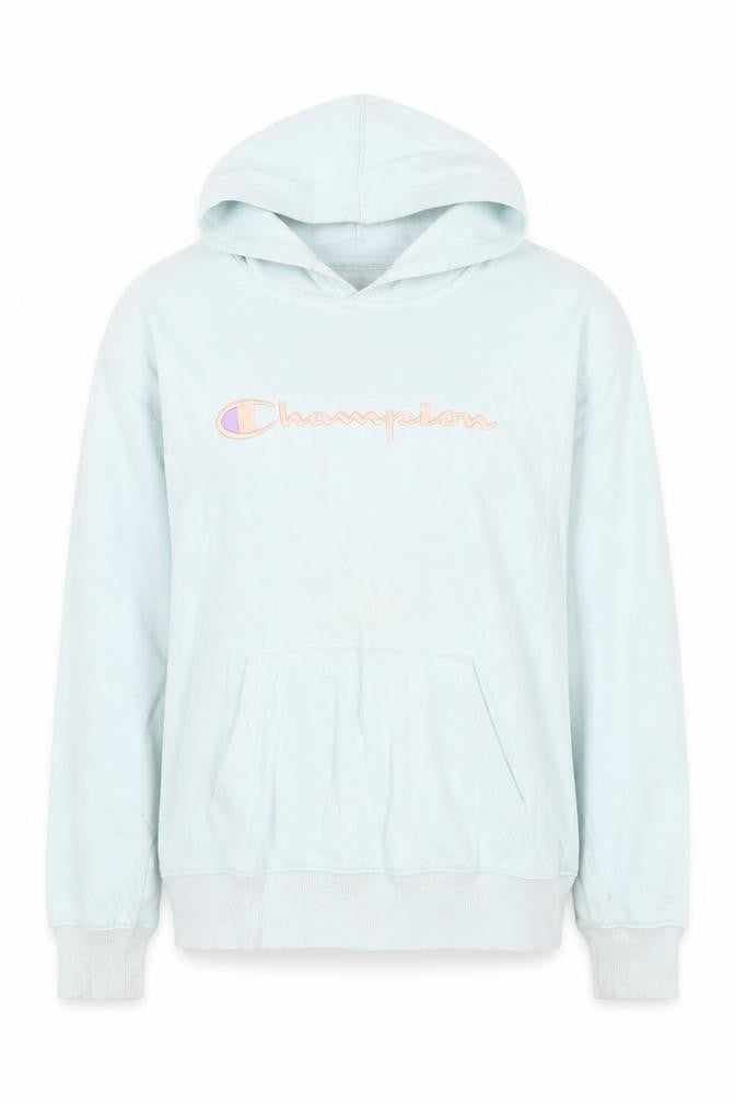 Champion Girls Blue Pullover Hoodie L Embroidered Logo Fleece