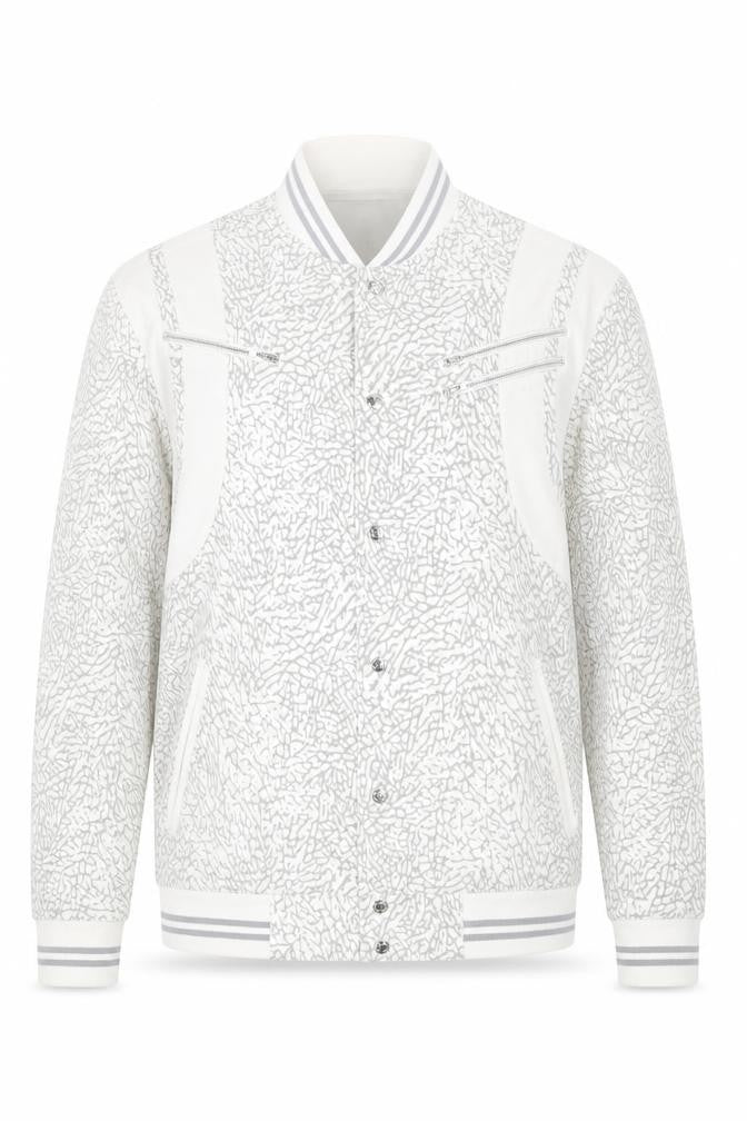 Red Ape Mens White 2XL Varsity Jacket Cotton Blend Casual