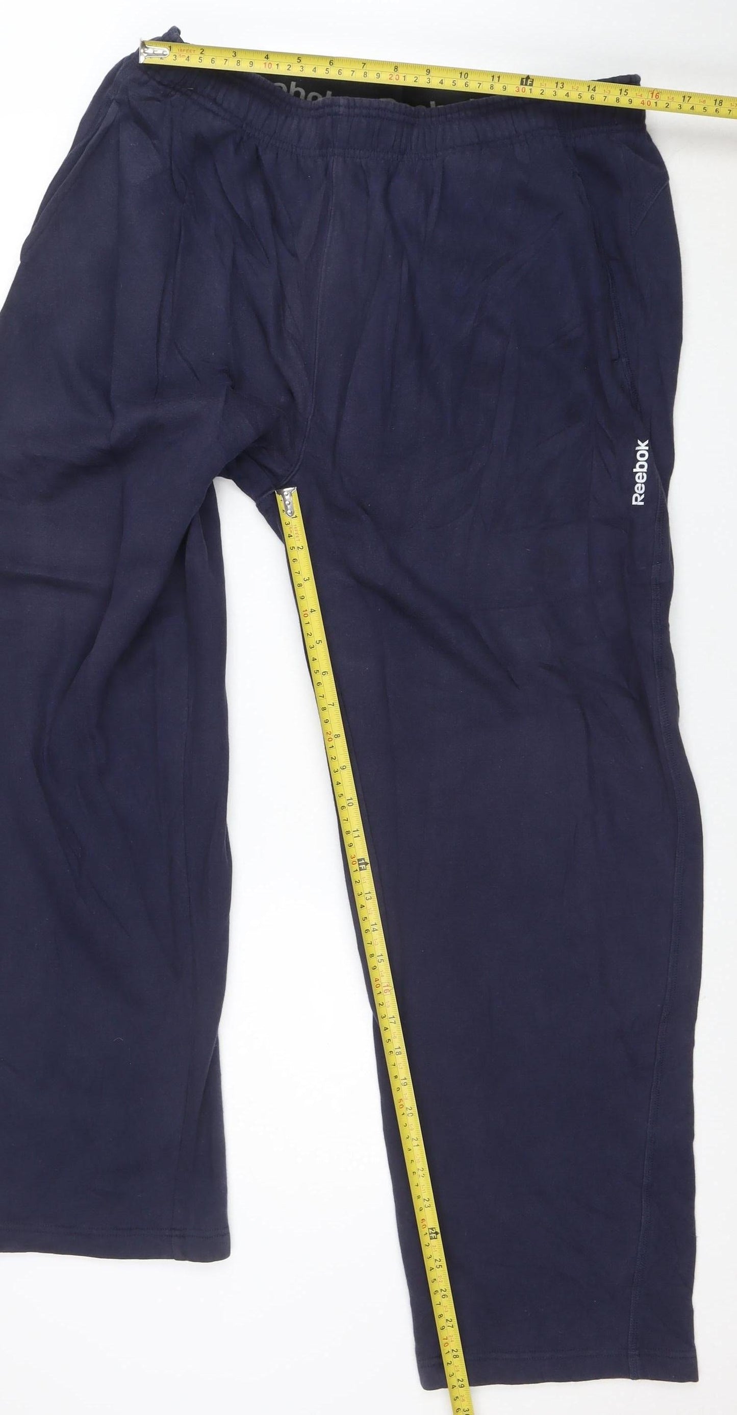 Reebok Men’s Blue Fleece Sweatpants L Regular Straight Fit