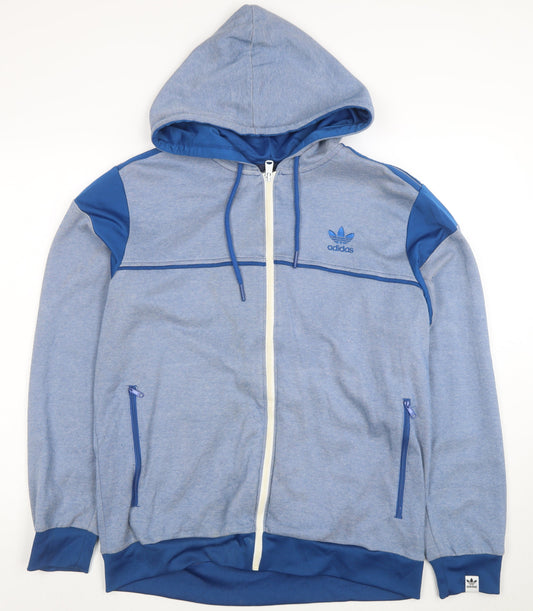Adidas Men's Blue Full Zip Hoodie Size L Regular Fit Sportswear