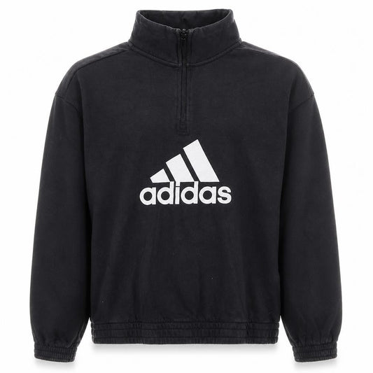 Adidas Girls Black 1/4 Zip Hoodie Size 14 Years Sports Logo Sweatshirt