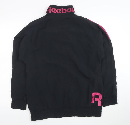 Reebok Women’s Black & Pink 90s Bomber Jacket Size L Full Zip Retro Sportswear
