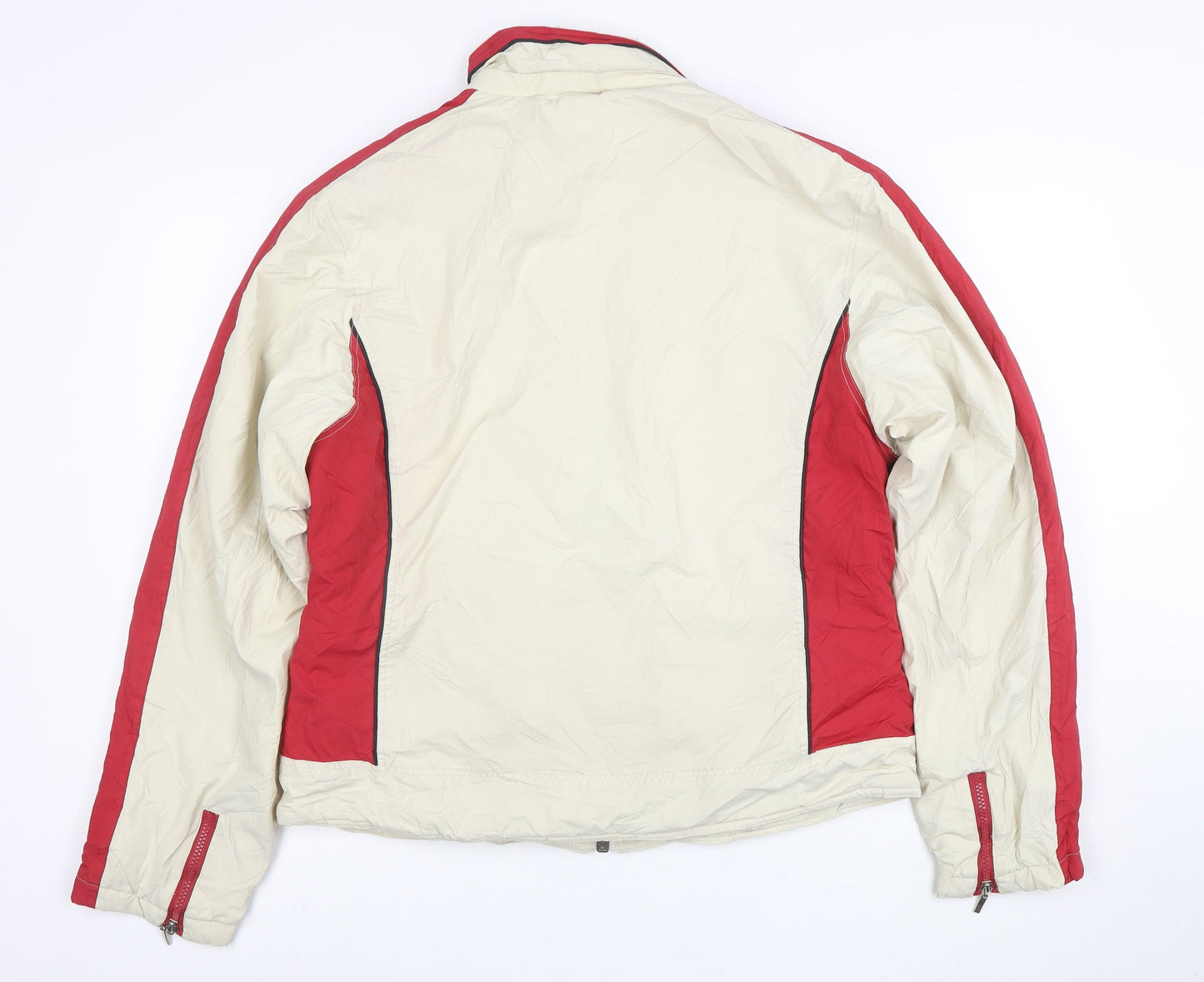 Nike Women Beige Red 2XL Windbreaker Jacket Full Zip Sports Style