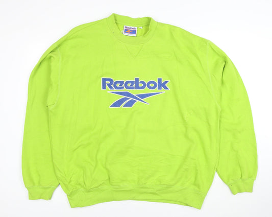 Reebok Men's Green Pullover Sweatshirt L Retro Sports Logo