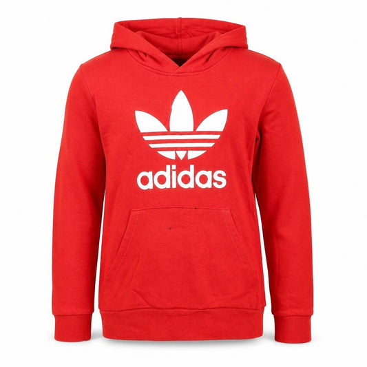 Adidas Boys Red Pullover Hoodie 13-14 Years Cotton Blend Logo Print
