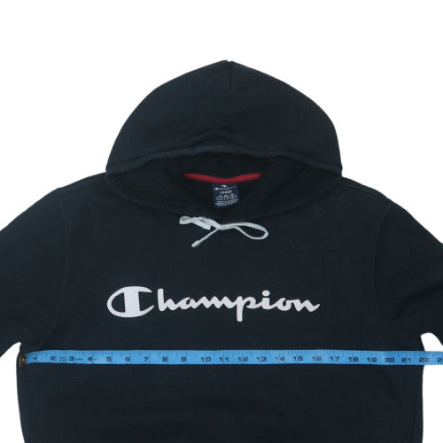 Champion Men's Black Pullover Hoodie Large Logo Fleece Sweatshirt