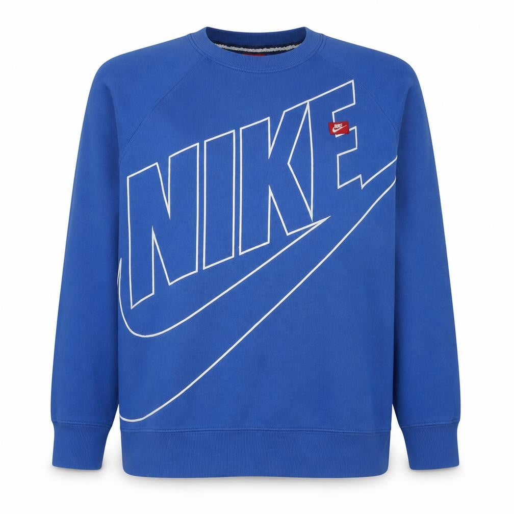 Nike Womens Blue XL Pullover Sweatshirt Crew Neck Logo Print Cotton Blend